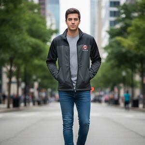 Stylish Black and Gray Windbreaker for Men
